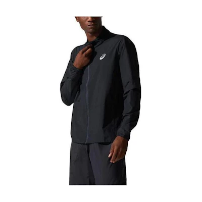 ASICS Silver Jacket Black Solid Color Zip-Up Hoodie 2011B939-001