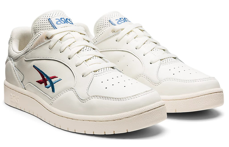 Lookbook アシックス スカイコート クリーム/アジュールレッド 1201A385-102