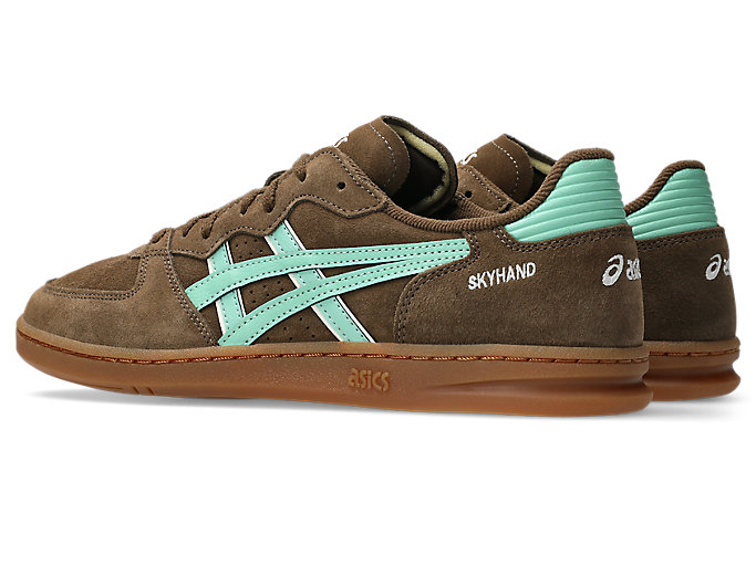 Lookbook アシックス スカイハンド OG スニーカー ブラウンストーム/アイスグリーン 1203A452-202