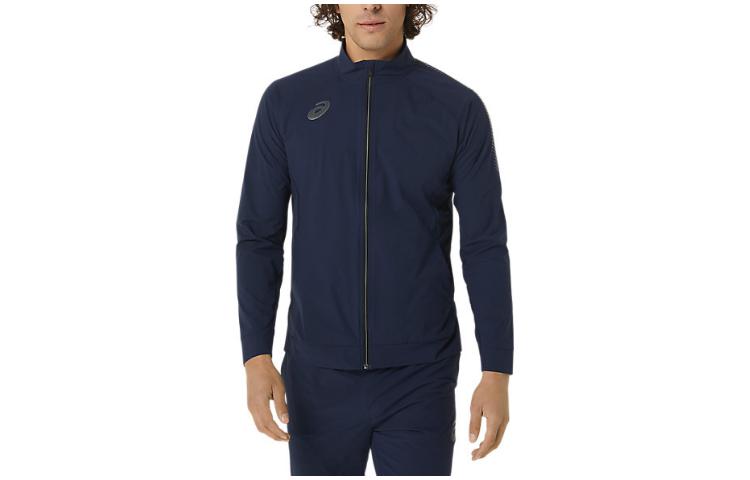 ASICS Solid Blue Full-Zip Stand Collar Jacket 2101A211-405