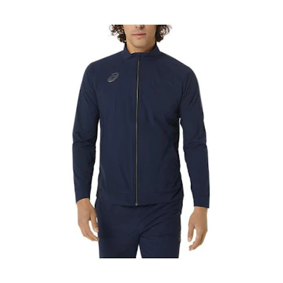 ASICS Solid Blue Full-Zip Stand Collar Jacket 2101A211-405