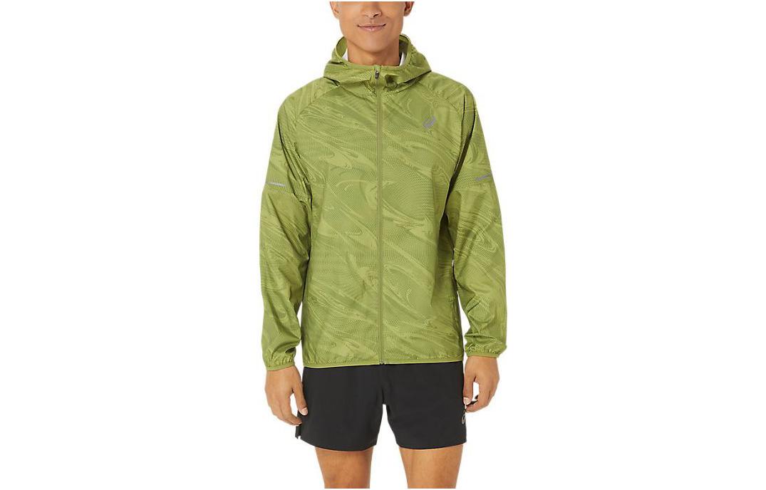 ASICS Solid Color Green Zip-Up Hoodie Jacket 2011C890-301
