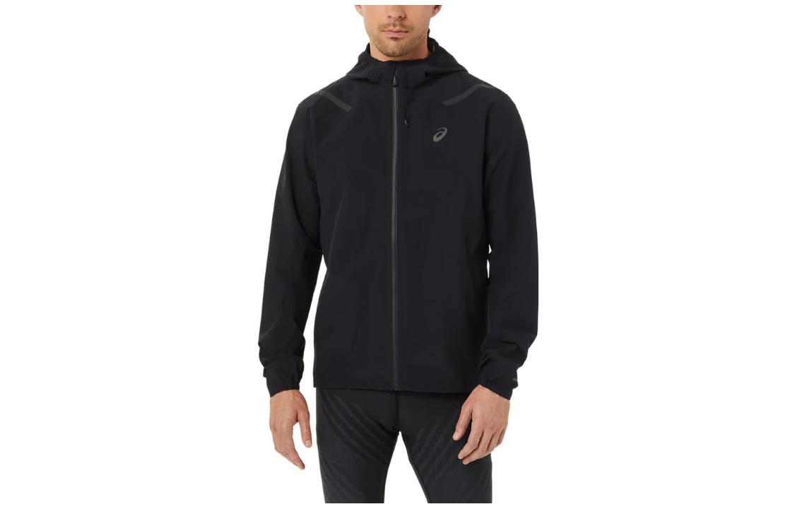 ASICS Solid Color Hooded Zip-Up Jacket Black 2011C242-001