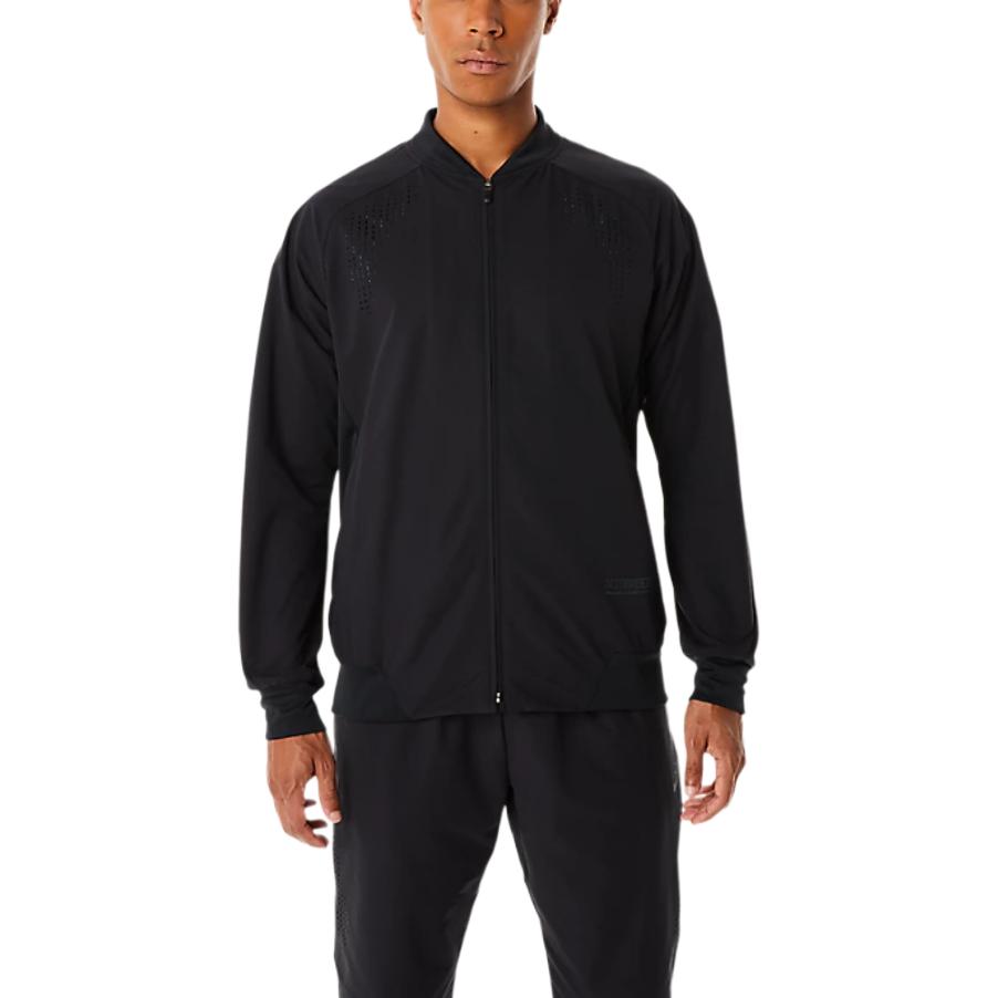ASICS Solid Color V-Neck Zip Jacket Black Long Sleeve 2031D757-001