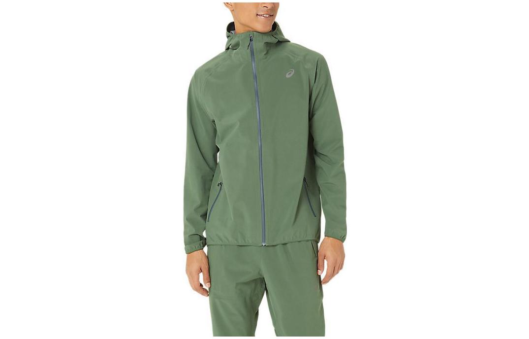 ASICS Solid Color Zip-Up Hoodie Jacket - Green 2011C891-300