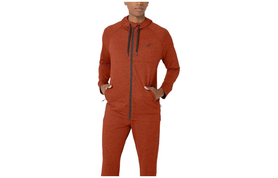 ASICS Solid Color Zip-Up Hoodie Orange Long Sleeve 2031D836-607