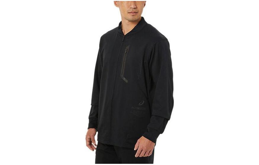ASICS Solid Color Zip-Up Straight-Cut Jacket Black 2031C773-001