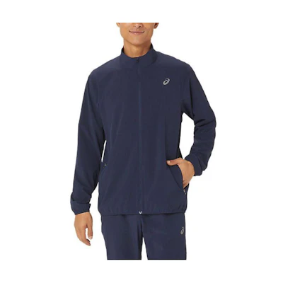 ASICS Solid Color Zip-Up Track Jacket in Navy Blue 2011C892-400