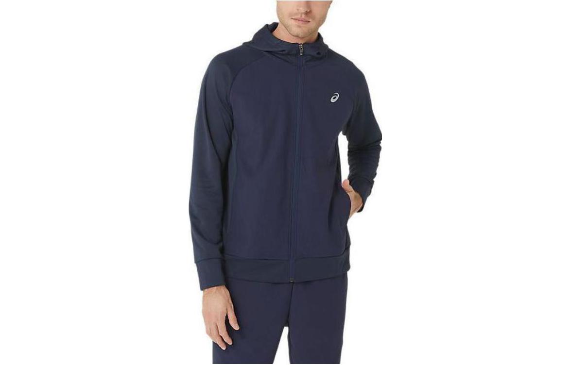 ASICS Solid Color Zip Hoodie Jacket Midnight Blue 2031E328-402
