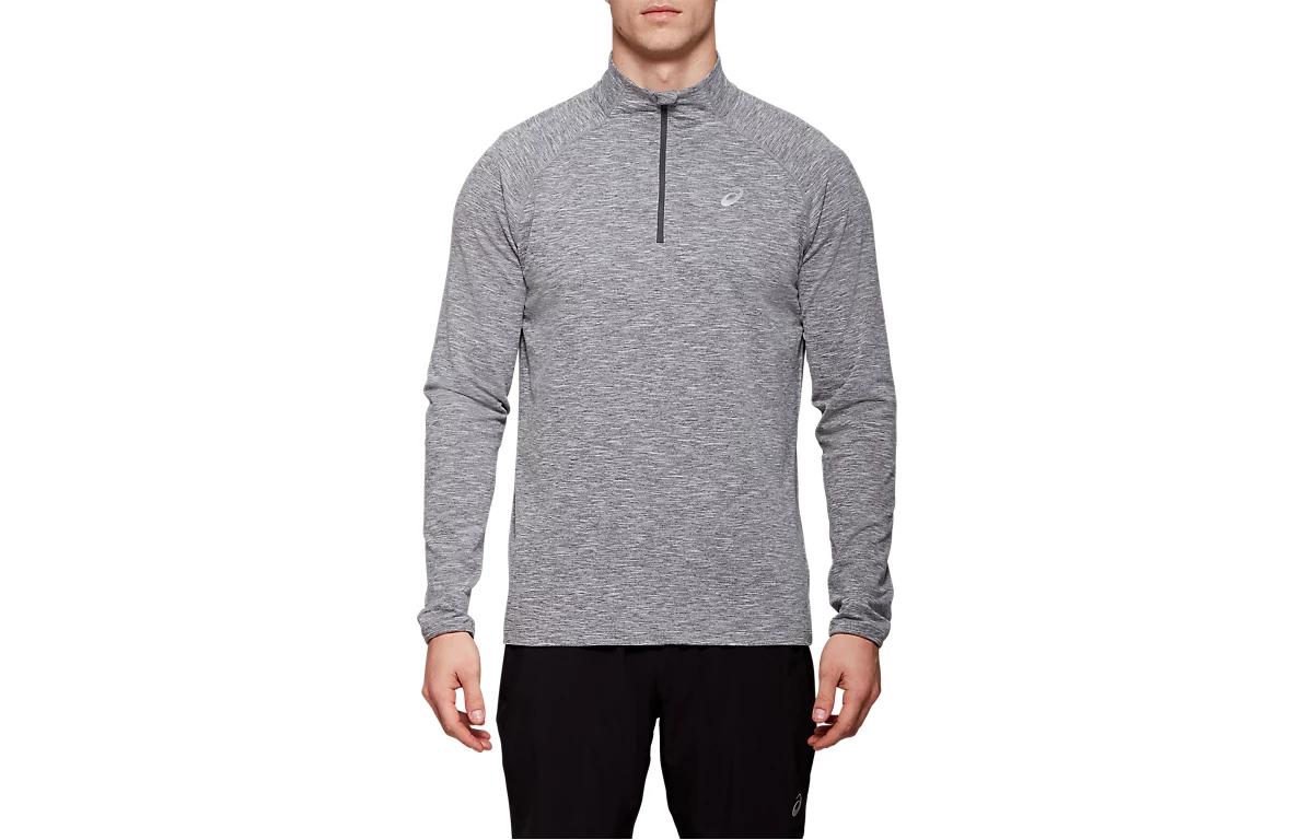 ASICS Solid Gray Slim Fit Long-Sleeve Sweatshirt 2011A138-020