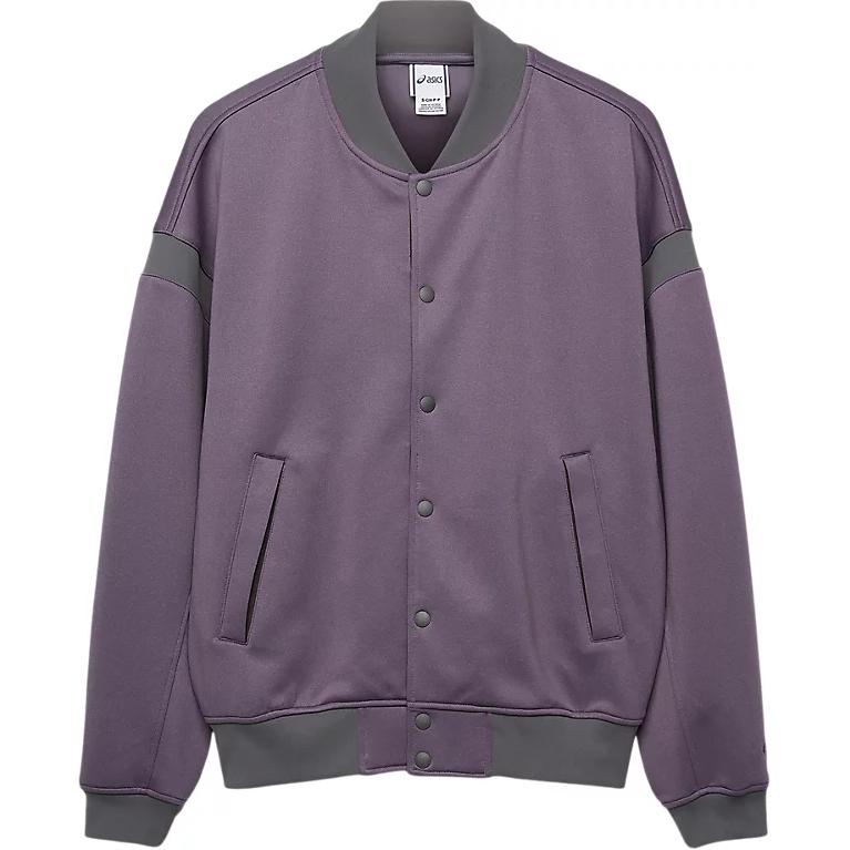 ASICS Sportstyle Knit Varsity Logo Lavender Gray Outdoor Casual Jacket 2203A284-500
