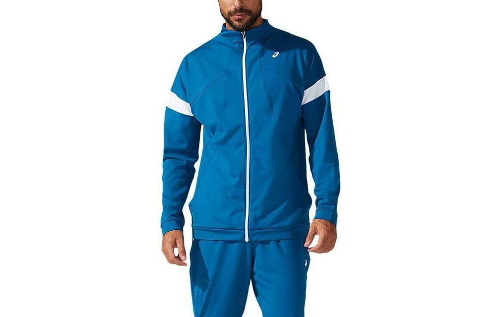 ASICS Striped Logo Zip-Up Track Jacket Deep Sea Blue 2041A177-406