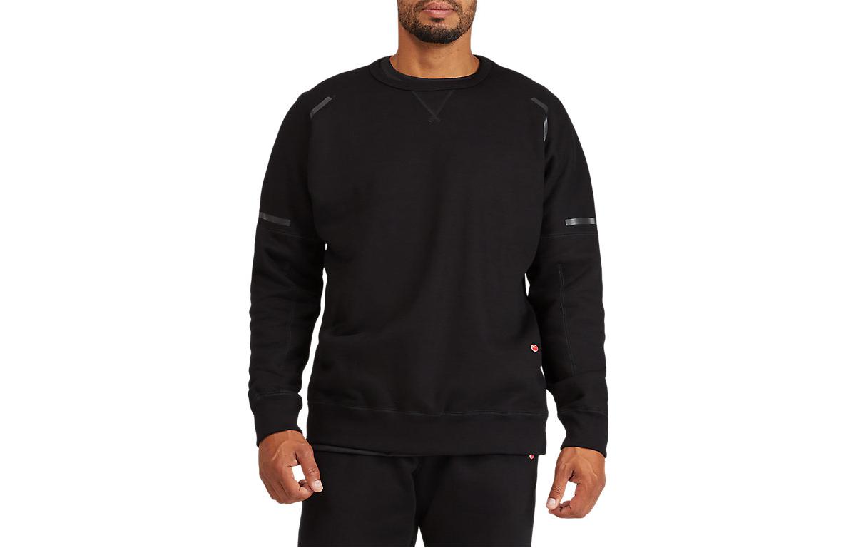 ASICS Striped Print Crewneck Sweatshirt Black Long Sleeve 2191A367-001