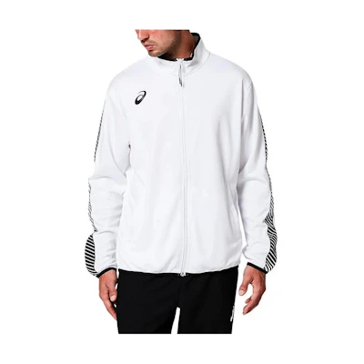 ASICS Striped Zip-Up Stand Collar Jacket White Long-Sleeve 2031D904-100