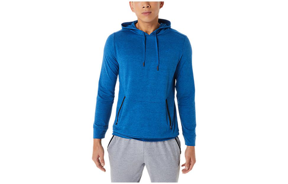 ASICS Tech Pullover Hoodie Solid Color Casual Long Sleeve - Lake Blue 2031C008-424