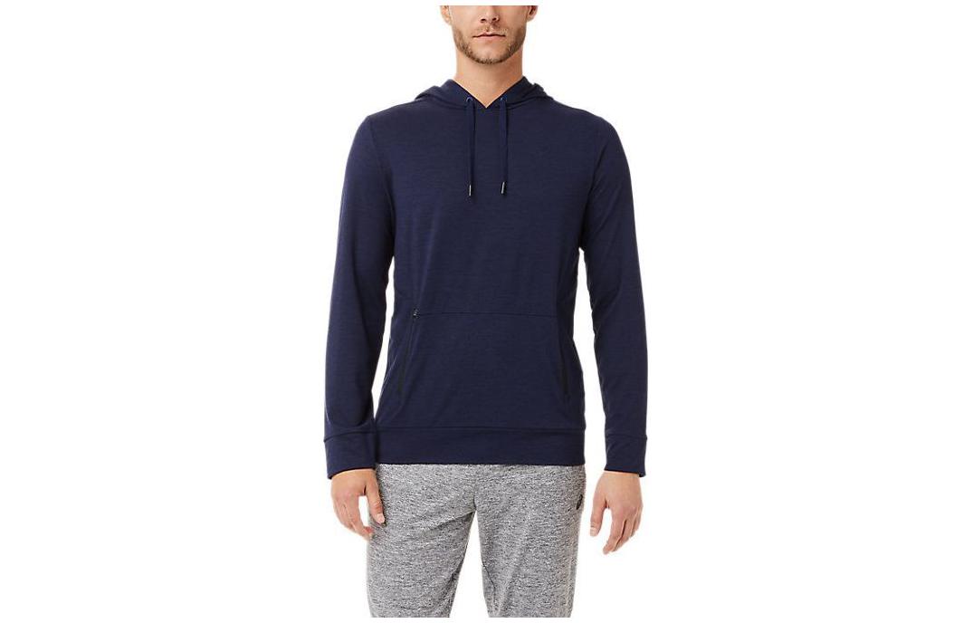 ASICS Tech Pullover Hoodie Solid Color Drawstring Pocket Long Sleeve Blue - 2031C008-404