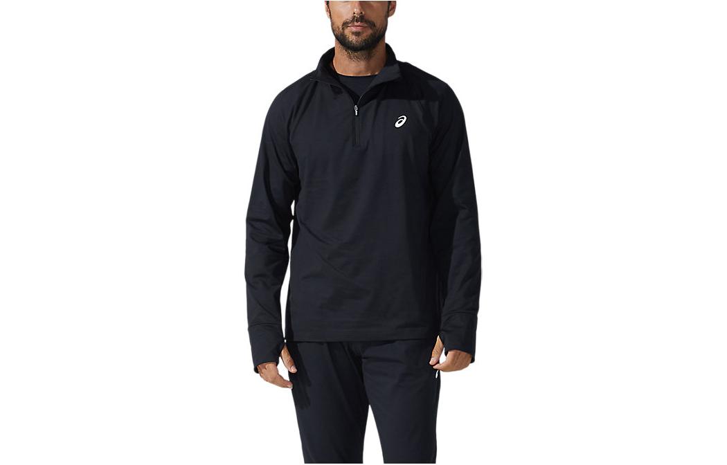 ASICS Thermopolis Black Quarter-Zip Pullover Casual Long-Sleeve Top 2011C011-001