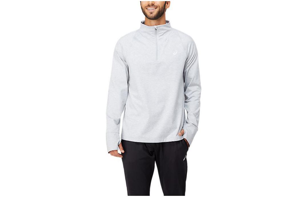 ASICS Thermopolis Grey Quarter Zip Fitted Long-Sleeve Sweatshirt 2011C011-021