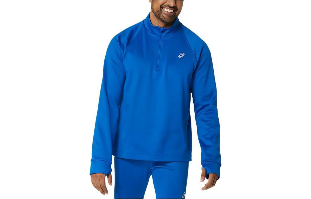 ASICS Thermopolis Winter 1/2 Zip Logo Sweatshirt Tuna Blue Long Sleeve 2011C021-421