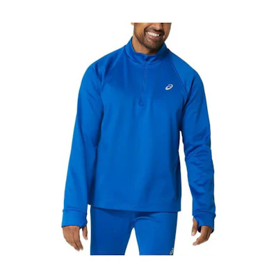 ASICS Thermopolis Winter 1/2 Zip Logo Sweatshirt Tuna Blue Long Sleeve 2011C021-421