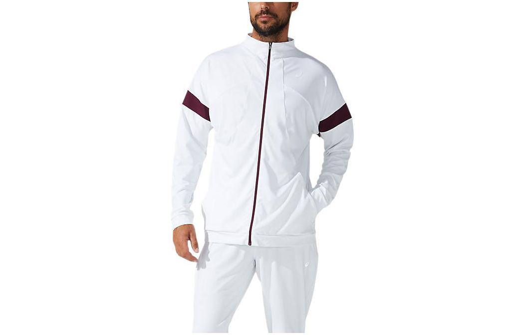 ASICS Track Jacket Slim Fit Zip-Up Solid White Long Sleeve 2041A177-100