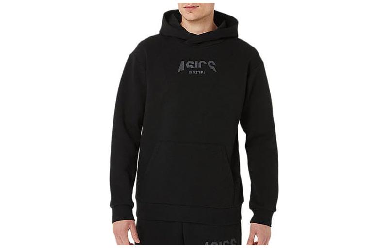 ASICS Unisex Black Loose-Fit Hoodie with Logo and Ribbed Long Sleeves 2063A281-001