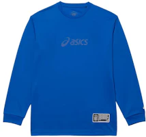 ASICS Unisex Blue Crewneck Sweatshirt with Letter Print Long Sleeves 2063A309-400 ASICS Unisex Blue Crewneck Sweatshirt with Letter Print Long Sleeves 2063A309-400