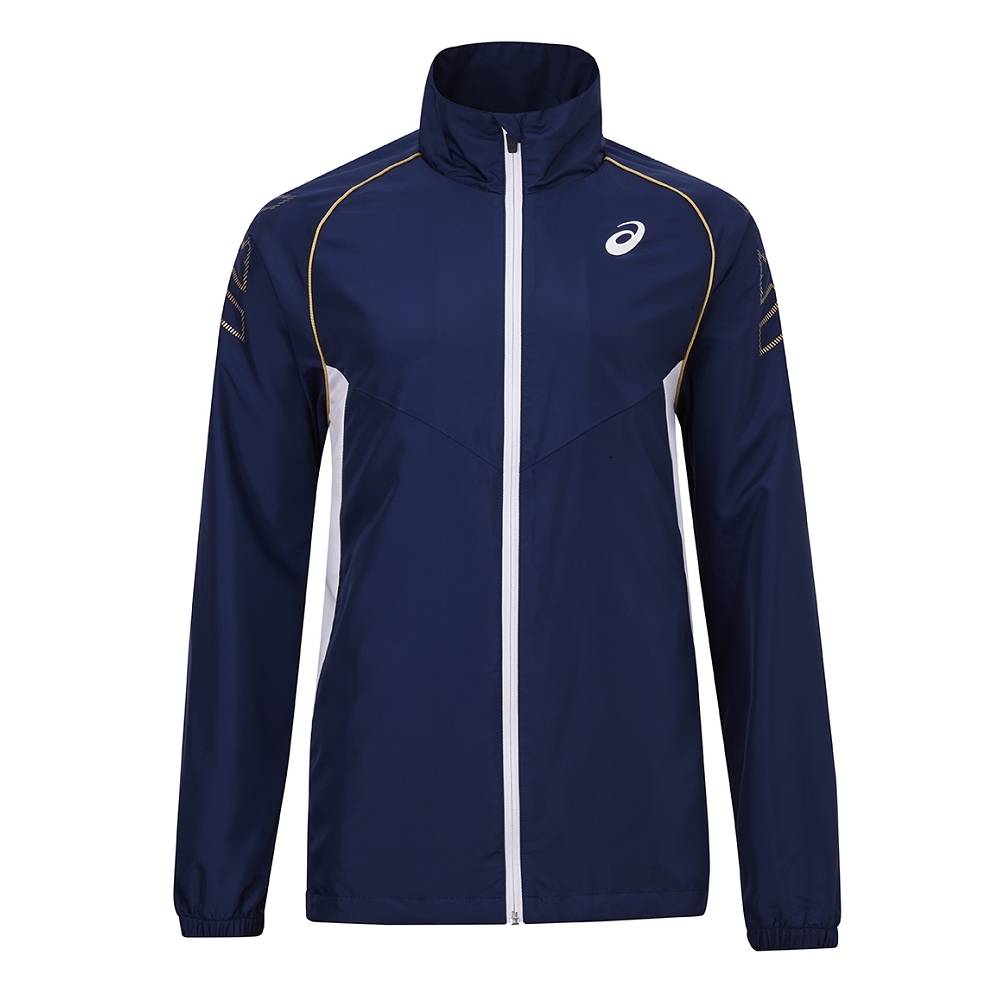 ASICS Unisex Blue Logo Design Long-Sleeve Jacket with Stand Collar 2033B521-400