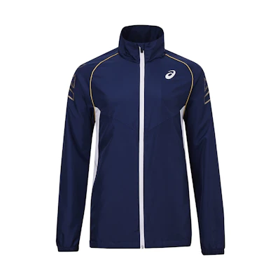 ASICS Unisex Blue Logo Design Long-Sleeve Jacket with Stand Collar 2033B521-400