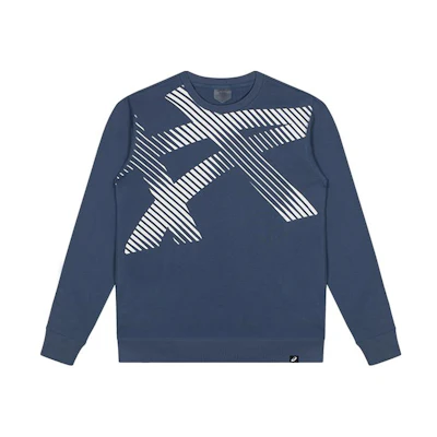 ASICS Unisex Crewneck Pullover Sweatshirt Gray Blue Long Sleeve Casual Wear 2033B361-401