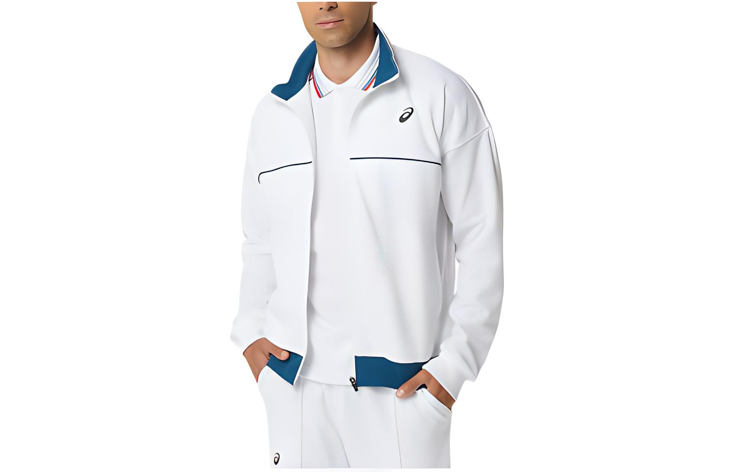 ASICS Unisex Long Sleeve Zip-Up Logo Track Jacket White 2043A022-100