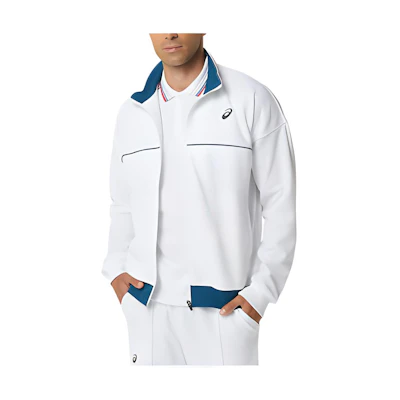 ASICS Unisex Long Sleeve Zip-Up Logo Track Jacket White 2043A022-100