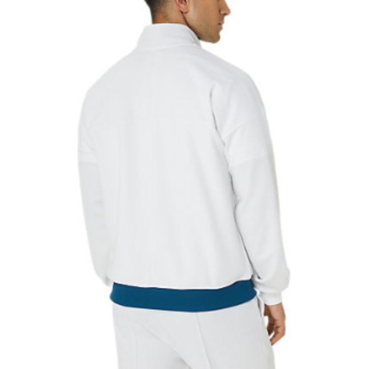 Shop ASICS Jaket Track Lengan Panjang Zip-Up Logo Unisex Putih 2043A022-100