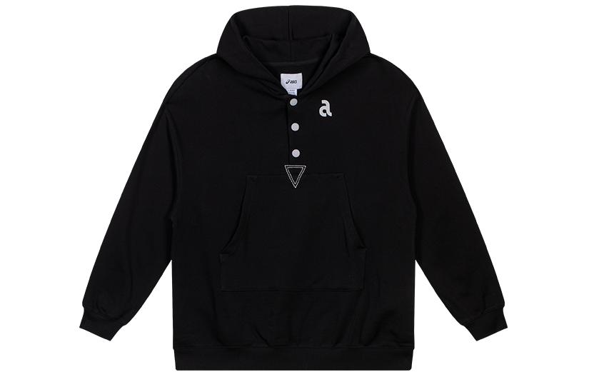 ASICS Unisex Minimalist Black Hoodie with Printed Lettering 2203A081-001