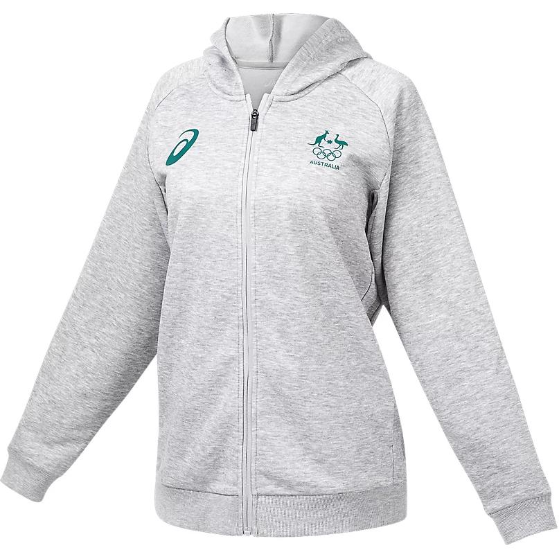 ASICS Unisex Soft Zip-Up Hooded Raglan Long Sleeve Jacket Light Gray 2033B872-020