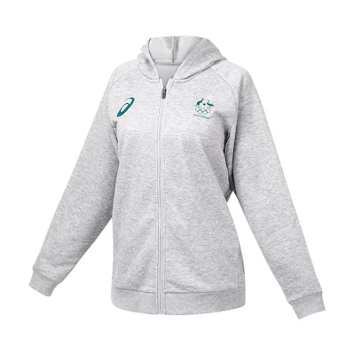 ASICS Unisex Soft Zip-Up Hooded Raglan Long Sleeve Jacket Light Gray 2033B872-020