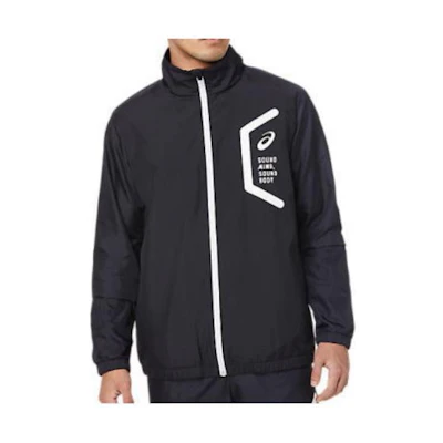 ASICS Uratricot Breaker Slim Logo Print Zip-Up Jacket Black 2031C716-001