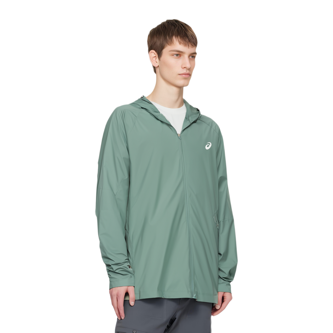 Lookbook ASICS Jaket Lari UV Protection Reflective Kelabu Hijau 2011D194-300