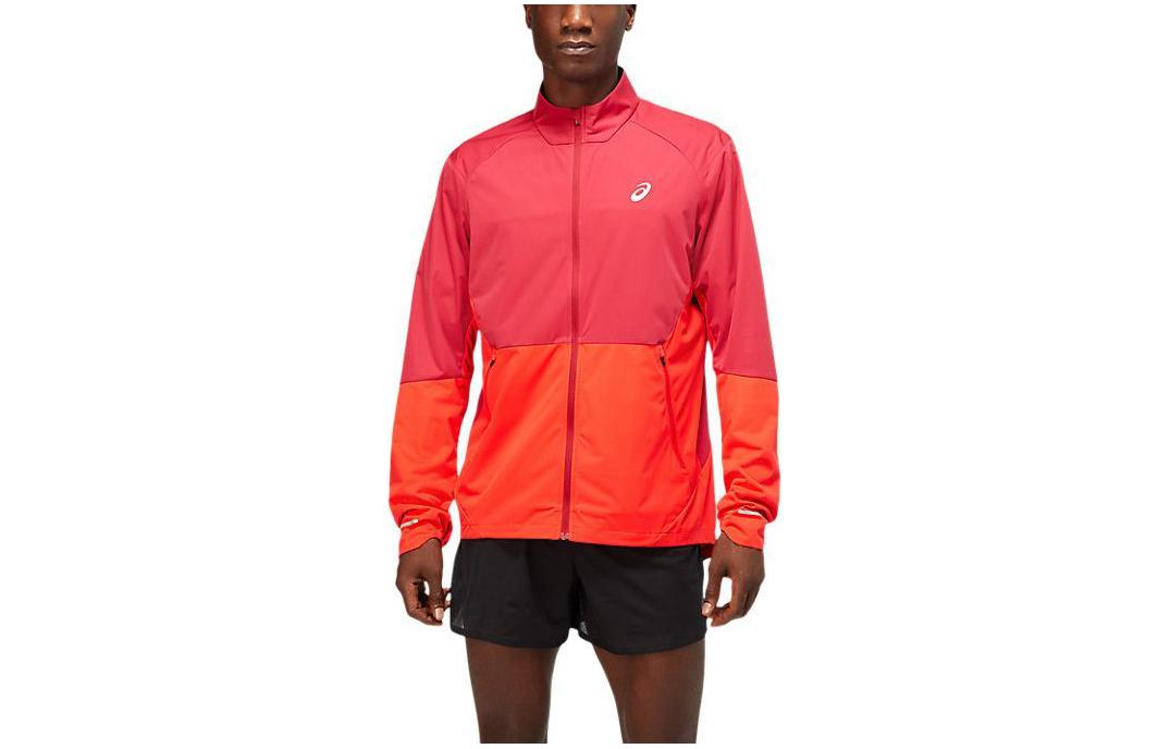 ASICS Ventilate Red Zip-Up Jacket with Logo Print and Colorblock Design 2011A785-601
