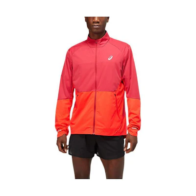 ASICS Ventilate Red Zip-Up Jacket with Logo Print and Colorblock Design 2011A785-601