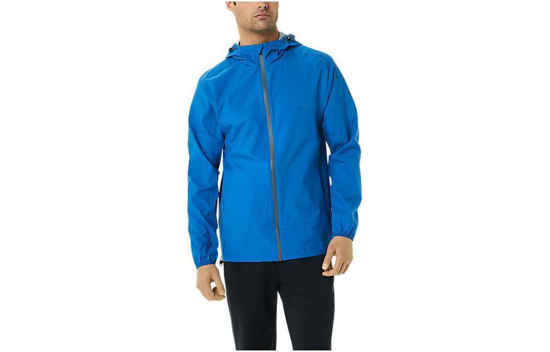 ASICS Waterproof Hooded Zip Jacket Blue - Loose Fit Long Sleeve Outerwear 2031C313-423
