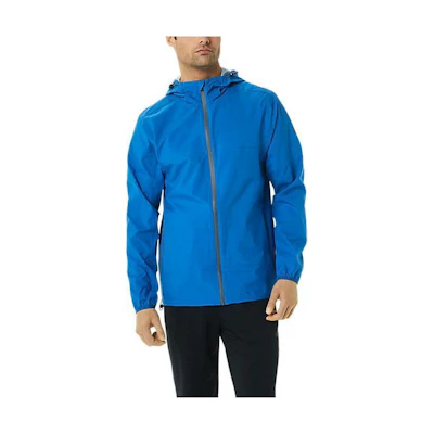 ASICS Waterproof Hooded Zip Jacket Blue - Loose Fit Long Sleeve Outerwear 2031C313-423