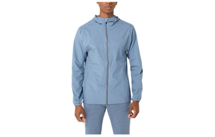 ASICS Waterproof Jacket Casual Solid Blue Zip-Up Hoodie for Men 2031C313-492