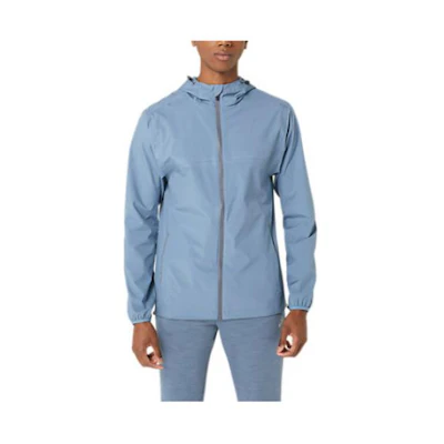 ASICS Waterproof Jacket Casual Solid Blue Zip-Up Hoodie for Men 2031C313-492