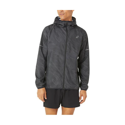 ASICS Waterproof Striped Zip-Up Hoodie Jacket - Grey 2011C890-001