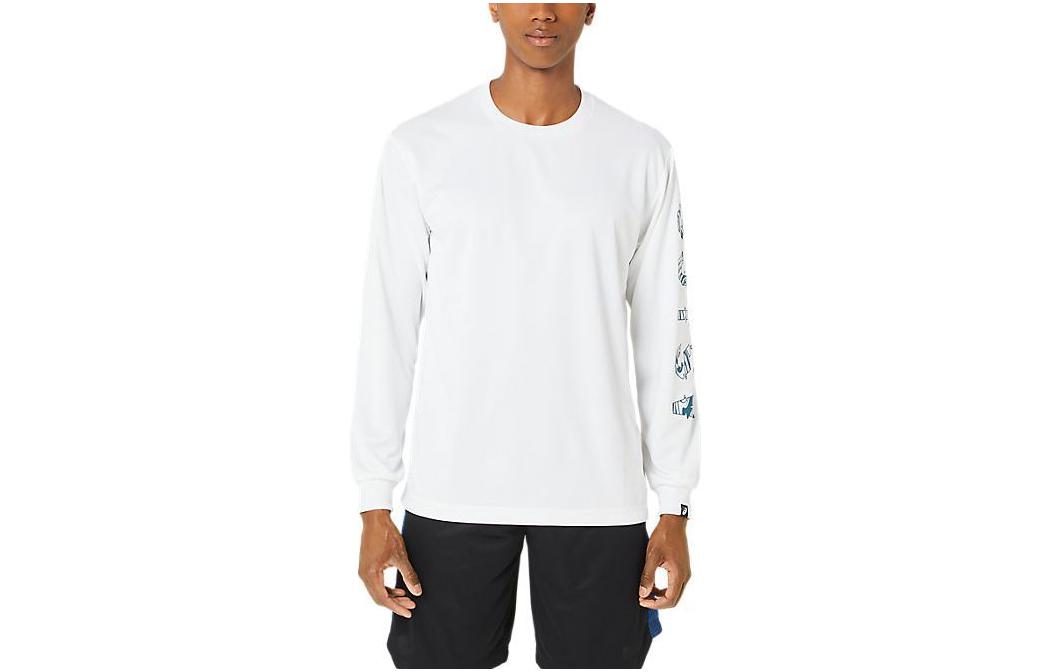 ASICS White Crewneck Pullover Sweatshirt with Letter Print 2063A329-100