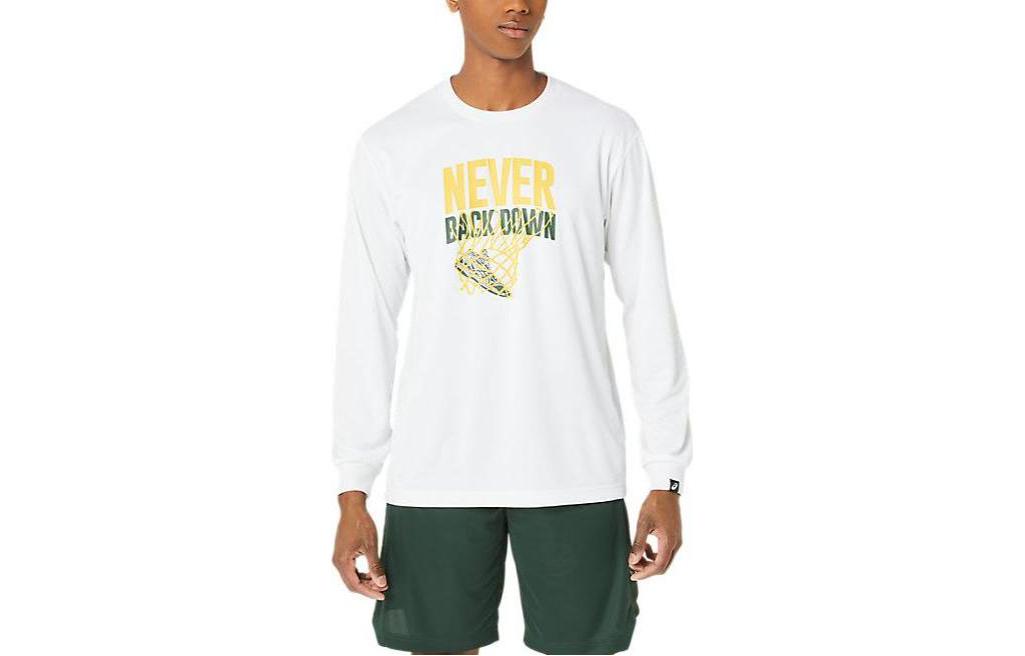 ASICS White Crewneck Pullover Sweatshirt with Letter Print 2063A331-100