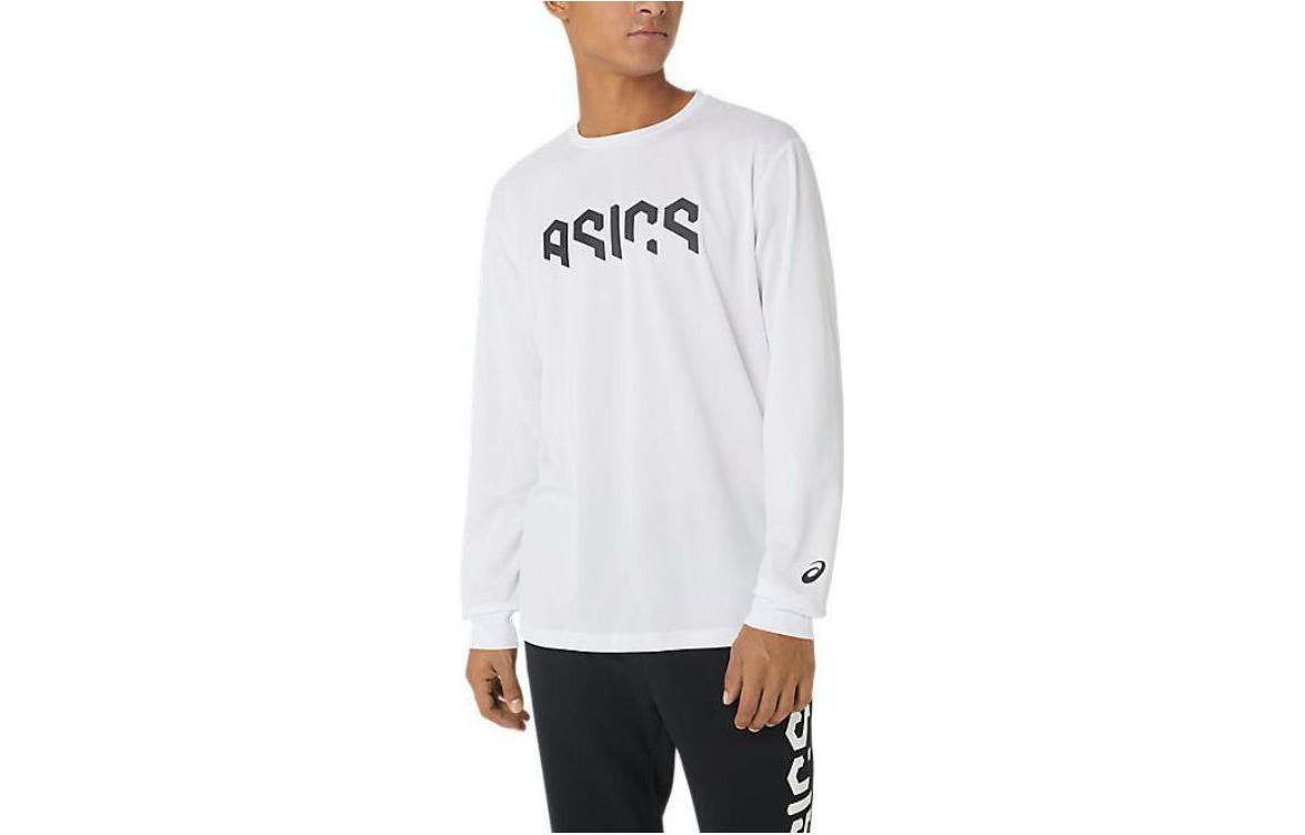 ASICS White Crewneck Sweatshirt with Letter Print 2031E230-100
