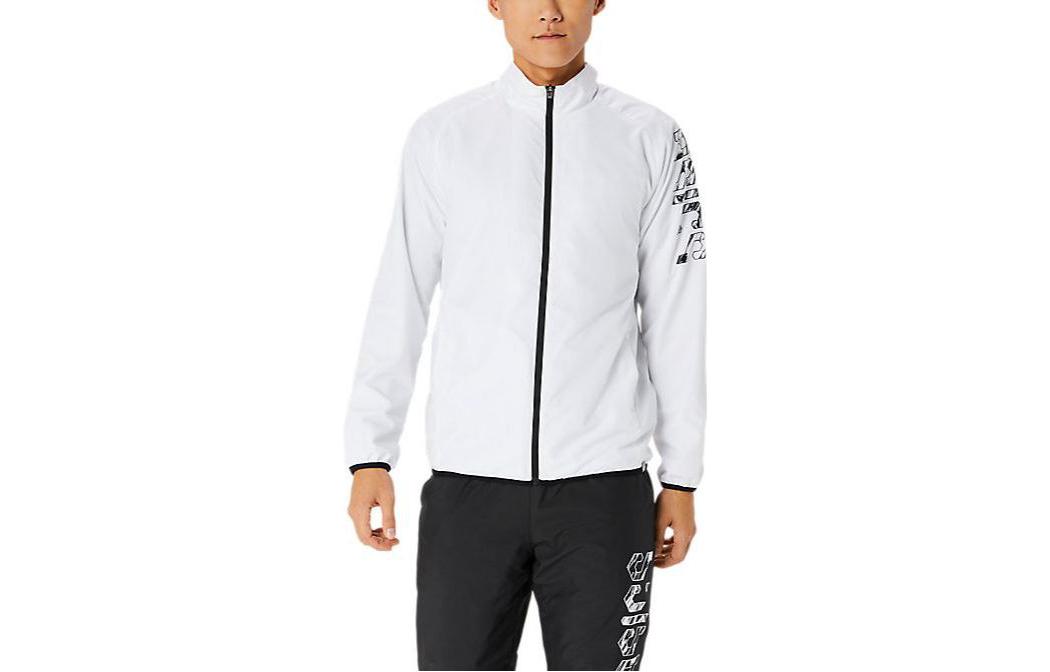 ASICS White Full-Zip Stand Collar Jacket Casual Long Sleeve 2031E236-100