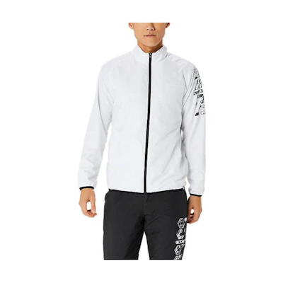 ASICS White Full-Zip Stand Collar Jacket Casual Long Sleeve 2031E236-100